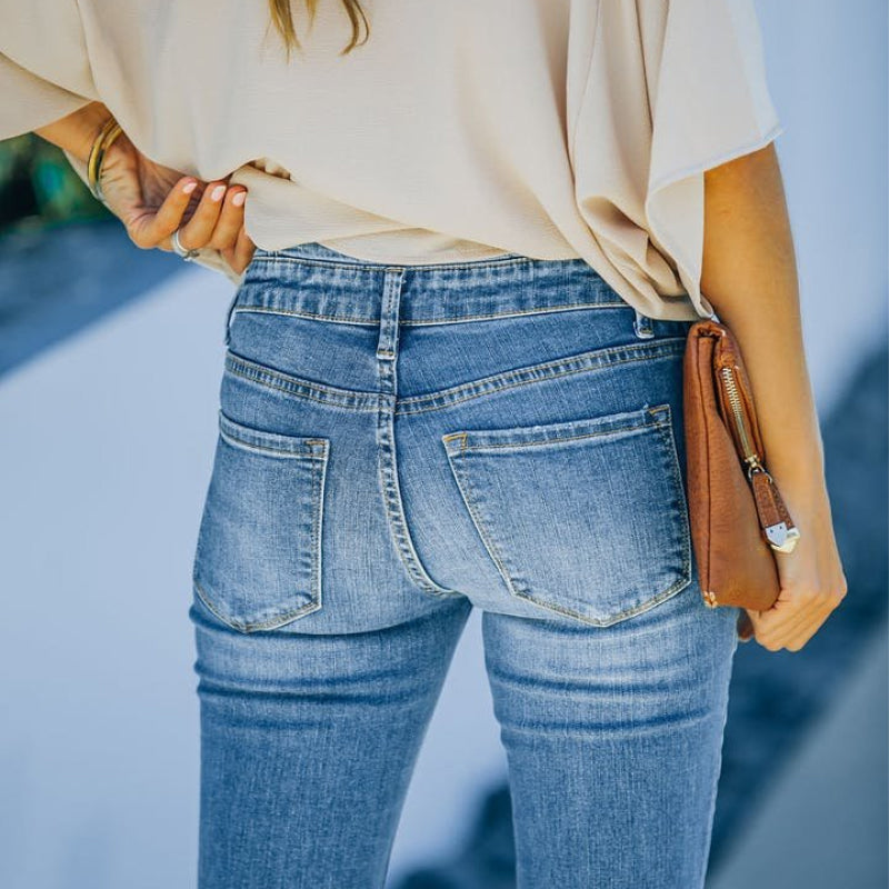 70-tals vintage jeans med hög midja i flare ben