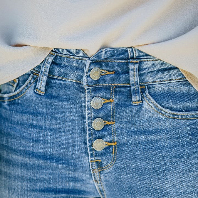 70-tals vintage jeans med hög midja i flare ben