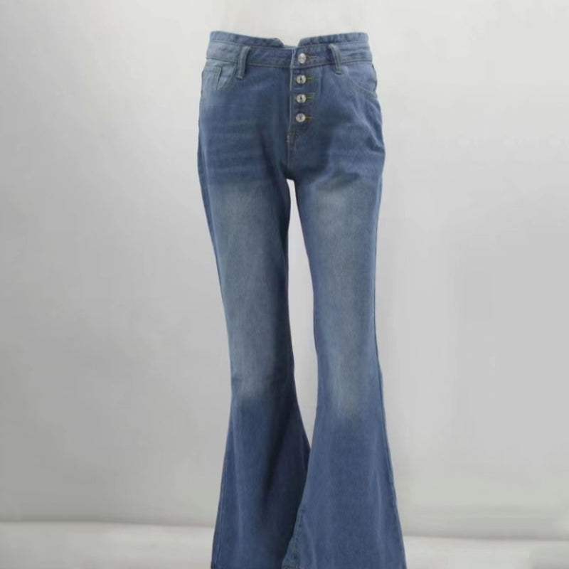 70-tals vintage jeans med hög midja i flare ben