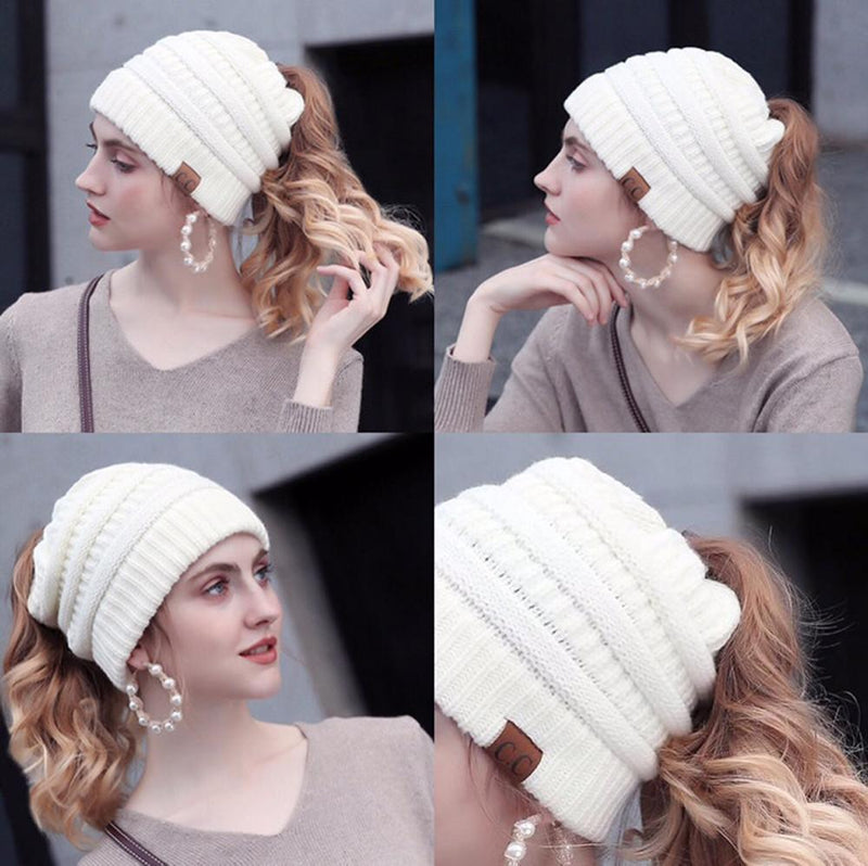 Soft Knit Ponytail Beanie Hat - mygeniusgift