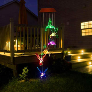 Färgbyte Solar LED Vattentät Hummingbird Wind Chimes