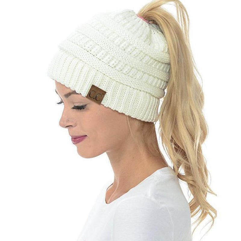 Soft Knit Ponytail Beanie Hat - mygeniusgift