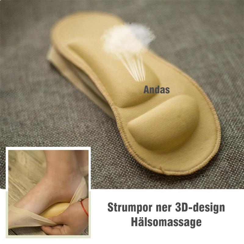 3D fotmassage vadderade dam osynliga strumpor