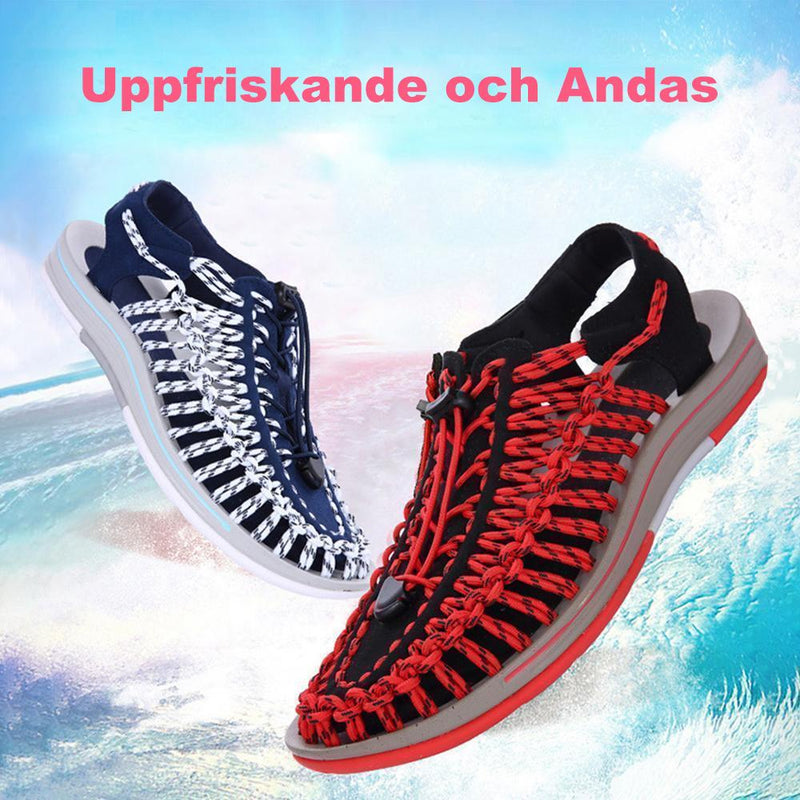 Utomhus vävda andas sandaler