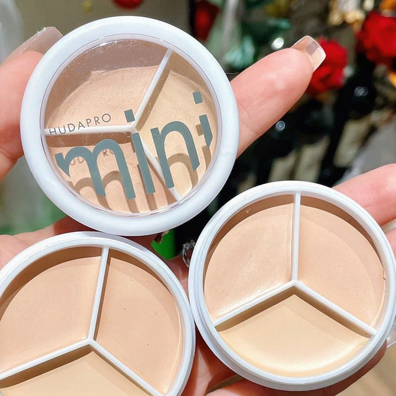 Tri-Color Concealer-palett för att täcka akneärr och mörka ringar